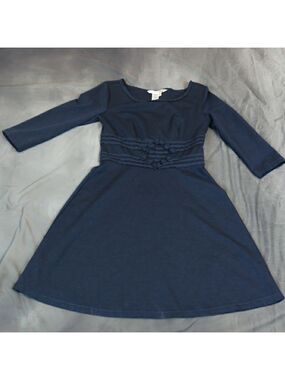Max Studio 3/4 sleeve a-line navy dress S